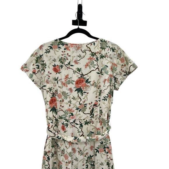 Gal Meets Glam Sophia Floral Jumpsuit Cream Green Petites Size 12P - Picture 9 of 14